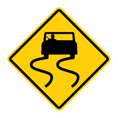 Slippery When Wet road signs. Vector