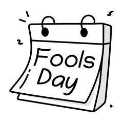 A doodle style icon of fools day calendar 


