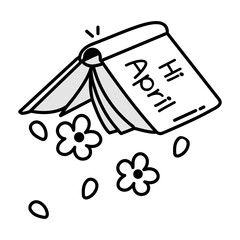 A hand drawn icon of springtime book 

