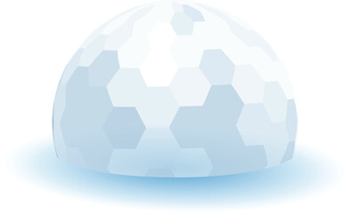 Abstract light blue hemisphere dome structure standing on blue surface with white background © nsit0108