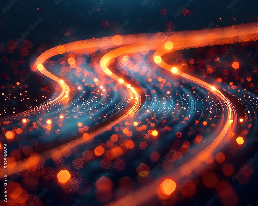 Poster luminous abstract digital highways and interconnected nodes in intricate detailed concept visualizat