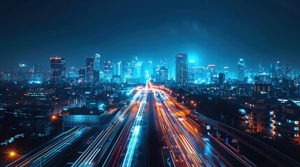 Obraz premium A futuristic scene of a smart city where AI controls transportation, energy, and public services, more clarity with clear light and sharp focus, high detailed