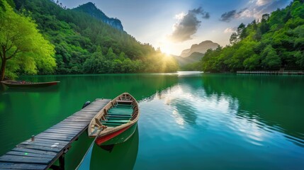 Obraz premium boat on the lake