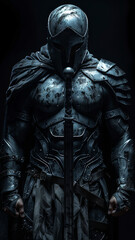 Futuristic Warrior Shrouded in Darkness