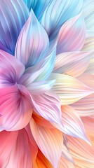 Fototapeta premium A vibrant, colorful floral design featuring soft petals in shades of pink, blue, and orange, creating a harmonious and dreamy atmosphere.