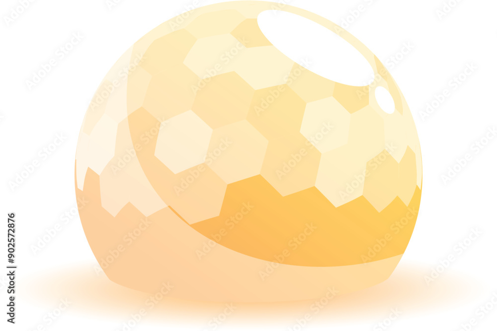 Poster luminous yellow sphere with a hexagonal pattern is casting a subtle shadow