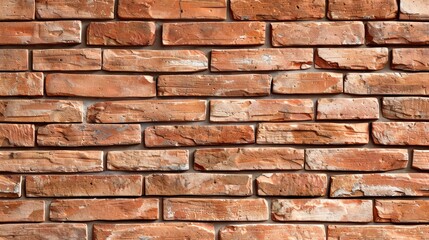 Obraz premium Detailed view of a rustic brick wall showcasing various textures and colors, perfect for backgrounds or architectural projects.