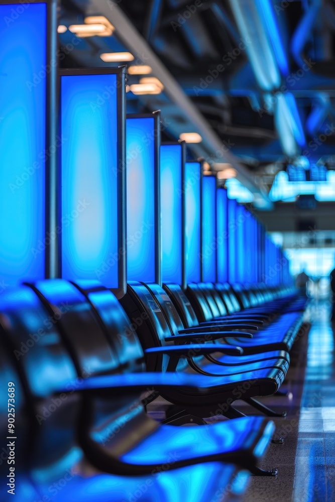 Poster row of empty seats at the airport waiting area