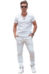 Naklejka premium A person wearing a white shirt and white pants, no additional context