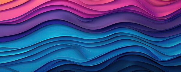 Vibrant abstract wave pattern in pink, blue, and purple tones creates a mesmerizing visual experience for art and design enthusiasts.