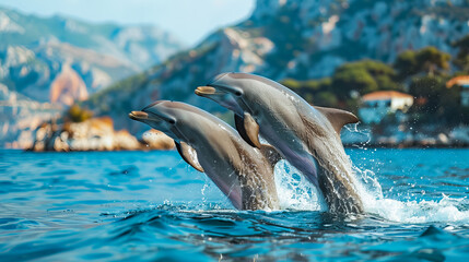 Dolphin Jumps Amidst Aquatic Life