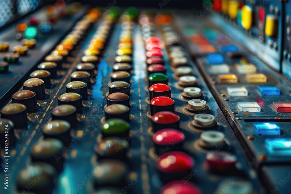 Aufkleber A close-up view of a control board with various buttons and controls
