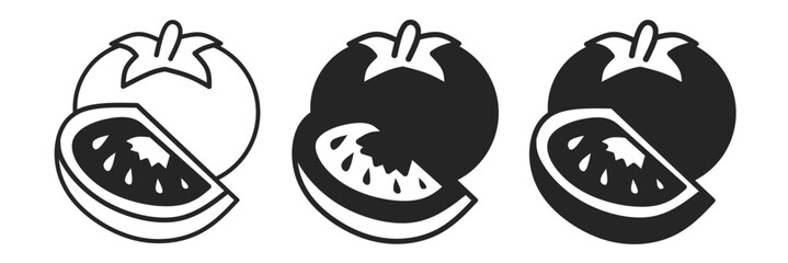 Tomato icon on white background. Vector logo tomato illustration.