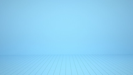 A room with blue walls and floor