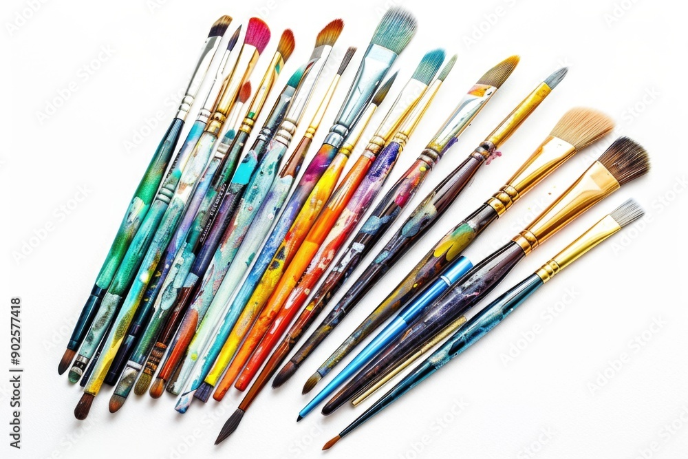 Poster a group of paintbrushes arranged together on a surface