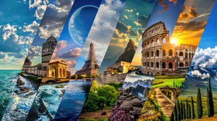 collage of 7 wonders of the world