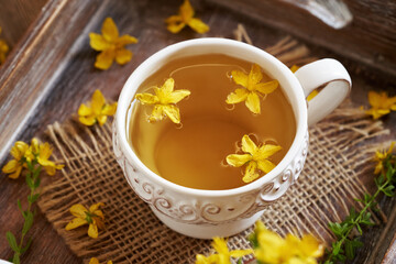 A cup of St. John's wort or Hypericum tea