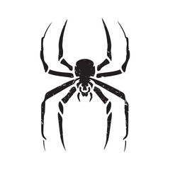 Halloween spider with spider net vector , logo. icon, silhouette design black and white