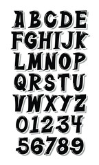 Alphabet letter illustration. Handcrafted vintage retro fonts and letters