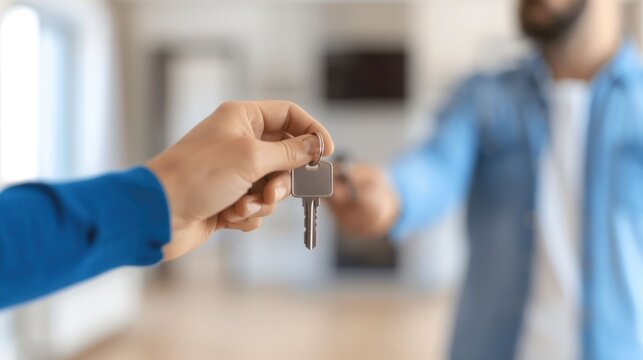 Joyful couple receiving the keys to their new home from a real estate agent symbolizing the successful completion of a property transaction and the beginning of a new chapter in their lives