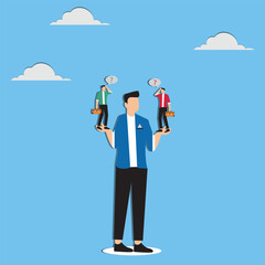 Ask yourself a question process for self improvement personal development problem solving or review and evaluation concept curious businessman asking himself for answer with big question mark