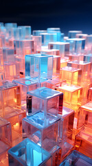 Digital colored transparent glass 3d abstract graphic poster background