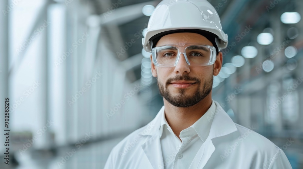 Aufkleber engineer in hardhat adjusting and inspecting a scale model of a wind turbine inside a wind tunnel la