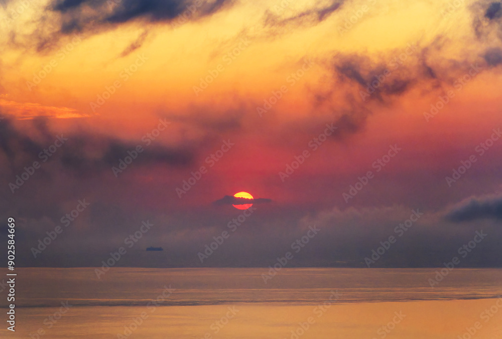 Canvas Prints corsica island, sunrise over the tyrrhenian sea