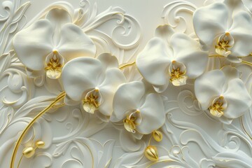 A close-up shot of a single white flower growing on a stone or brick wall
