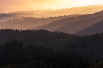 The gentle peaks of the Oriental Carpathians, Romania