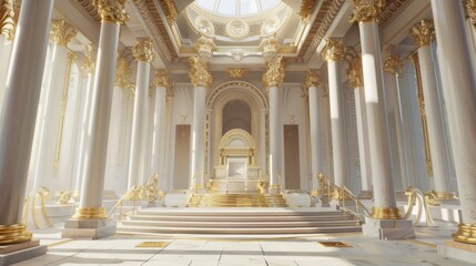 Golden Throne Room with White Columns
