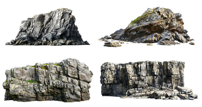 Coastal cliff on transparent background