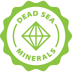 green dead sea minerals outline icon round rounded circle badge stamp label isolated on transparent background