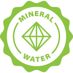 green mineral water outline icon round rounded circle badge stamp label isolated on transparent background