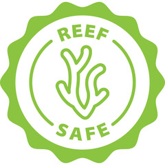 green reef safe outline icon round rounded circle badge stamp label isolated on transparent background © Lubica Bockova