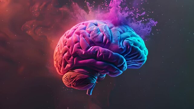Human brain colorful creativity explosion creative splash new ideas plans motivation brainstorm education concept emotional intelligence mindfulness minds science abstract intellect genius psychology