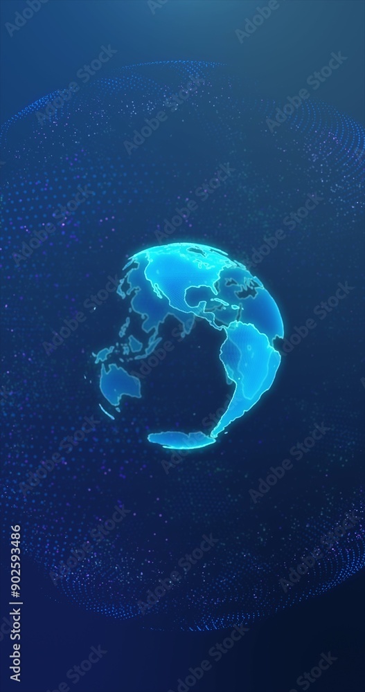 Wall mural Digital earth made up of dots. Global network and digital data technology concepts.