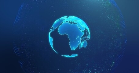 Fototapeta premium Digital earth made up of dots. Global network and digital data technology concepts.