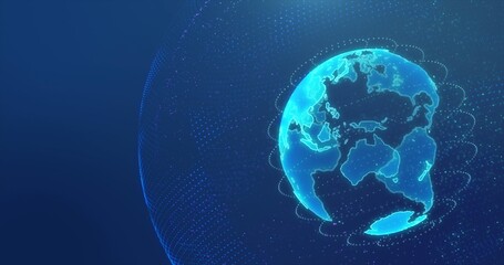 Obraz premium Digital earth made up of dots. Global network and digital data technology concepts.