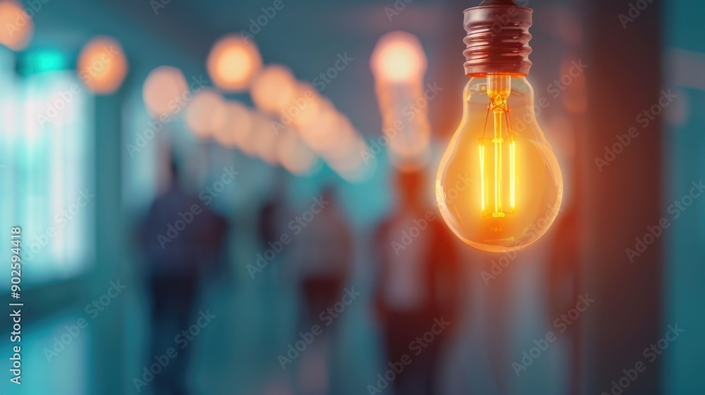 Aufkleber glowing light bulb symbolizing innovative ideas and creative problem solving in a modern office work