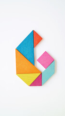 Fototapeta premium Tangram puzzle alphabet concept letter