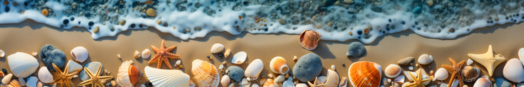 Top-Down Shot of Beach Sand, Sea Stones, and Shells