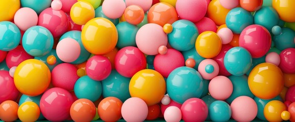 Obraz premium Diverse And Colorful Balloons Backdrop For A Birthday Party, Featuring Bold Colors And Joyful Celebration