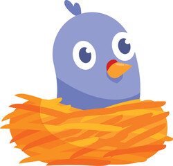 Charming blue bird is peacefully nestled in its cozy and secure nest