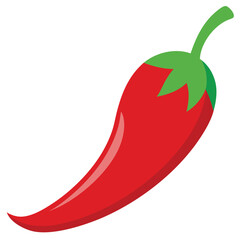 Red chilli pepper icon on white background. Hot chili mexican spice. Cartoon vegetable food