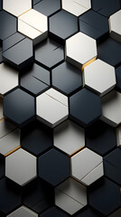 Digital black and white 3d honeycomb structure hexagonal graphic poster background