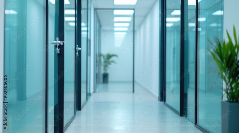 Poster bright and modern glass office partitions creating a transparent and spacious atmosphere in a corpor