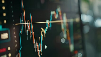 Laptop monitor stock price exchange graph broker finance growth ar ai trend algorithm investment portfolio drop price analysis profit buy sell cryptocurrency crypto business financial glow background - Powered by Adobe