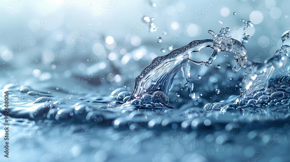 Poster dynamic splashes and ripples create captivating water effects in soft natural light