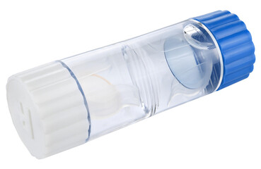 Night treatment contact lenses in the storage box isolated on a transparent background....